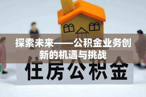布袋探索未来——公积金业务创新的机遇与挑战